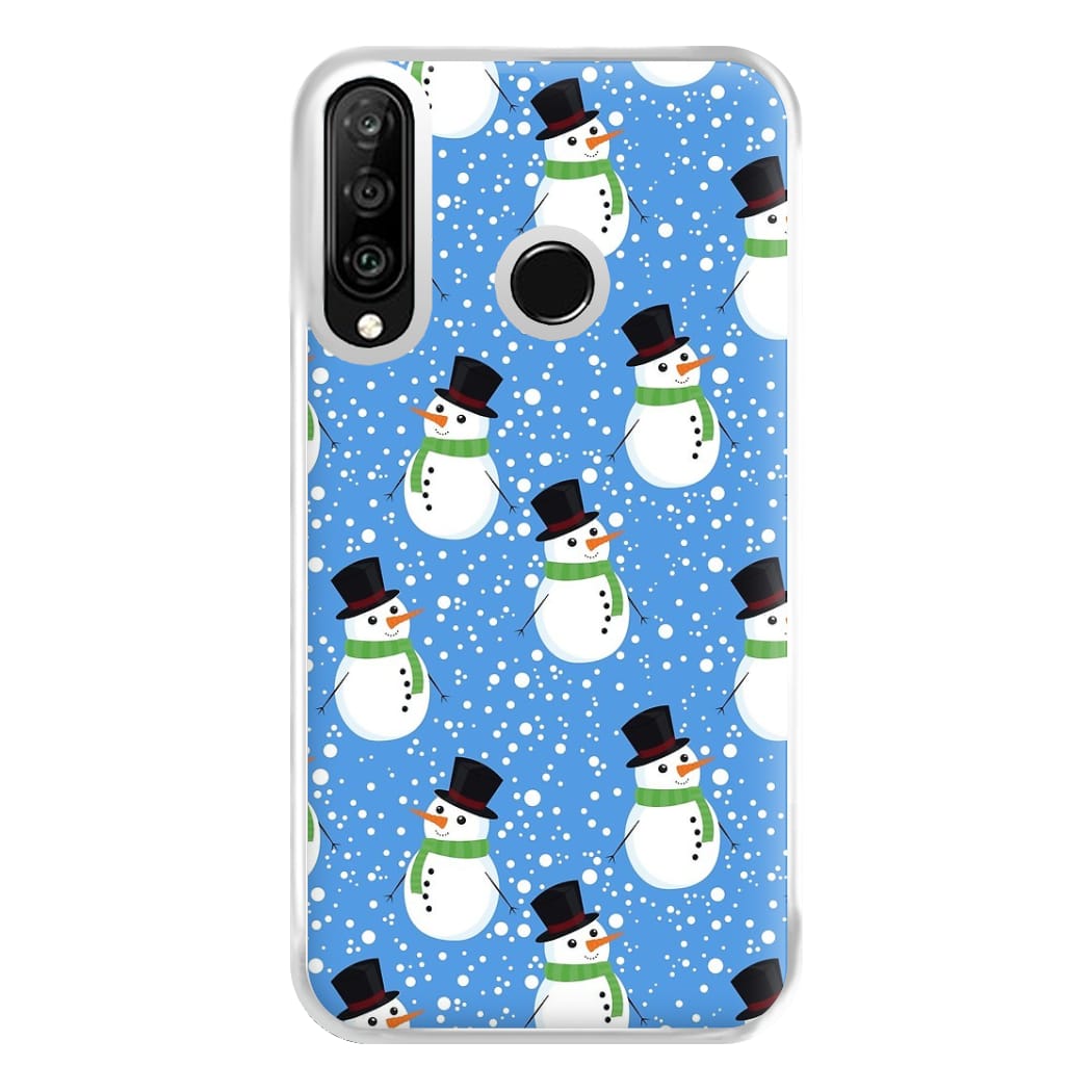 Blue Snowman Pattern Phone Case for Huawei P30 Lite