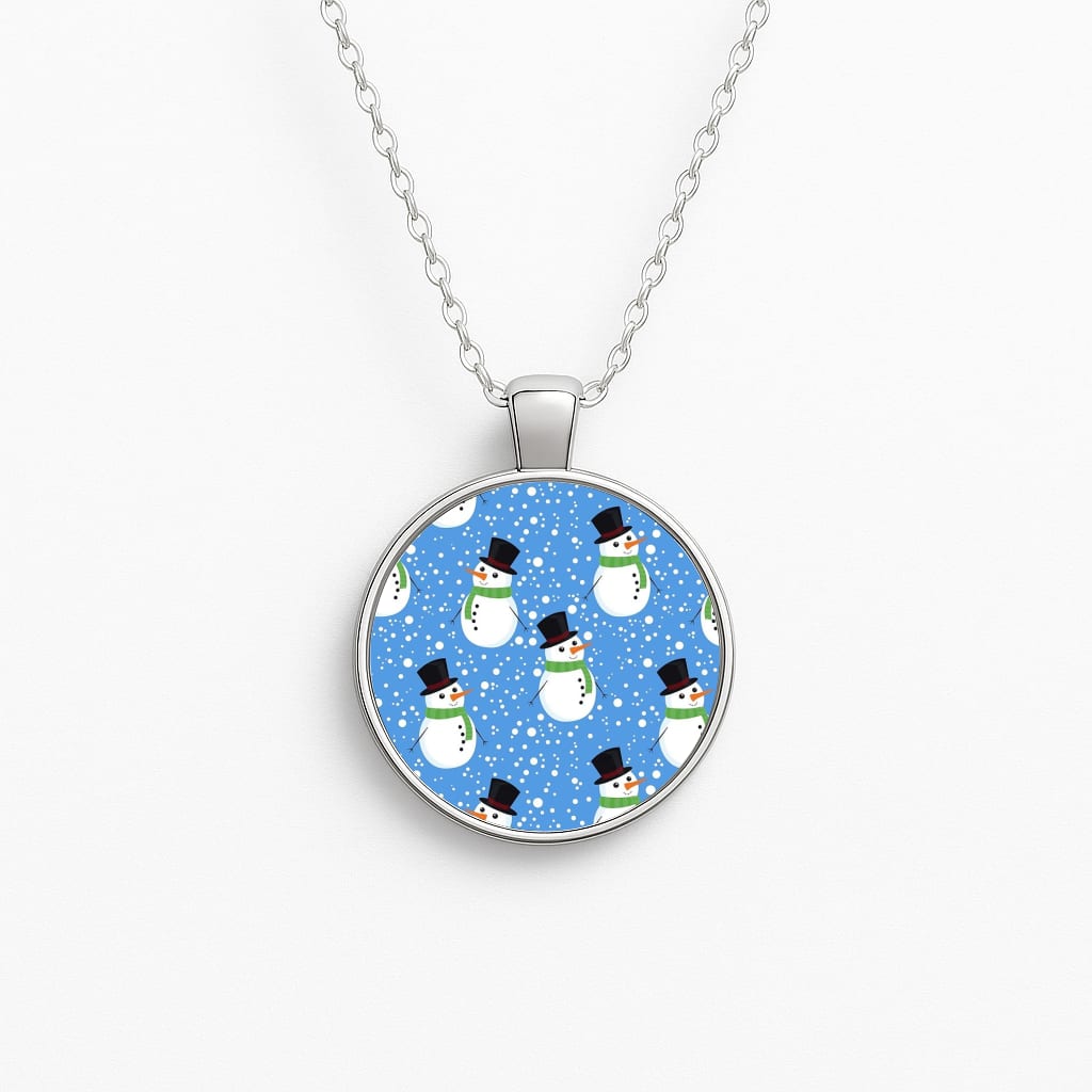 Blue Snowman Pattern Necklace