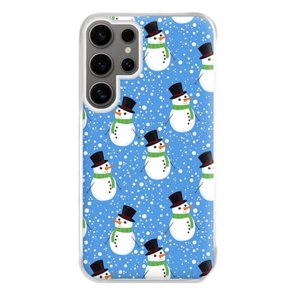 Blue Snowman Pattern Phone Case for Galaxy S24 Ultra