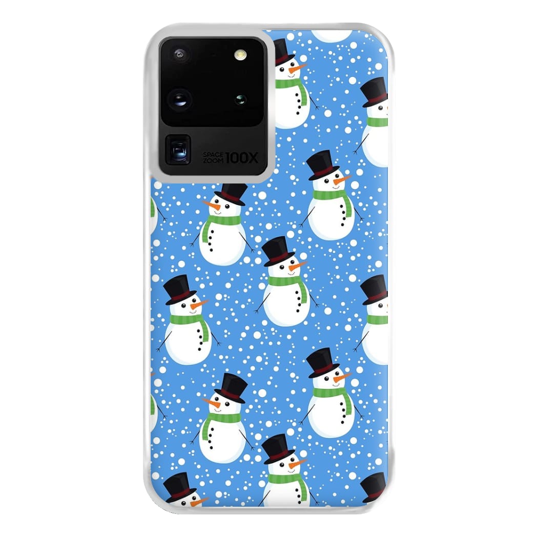 Blue Snowman Pattern Phone Case for Galaxy S20 Ultra