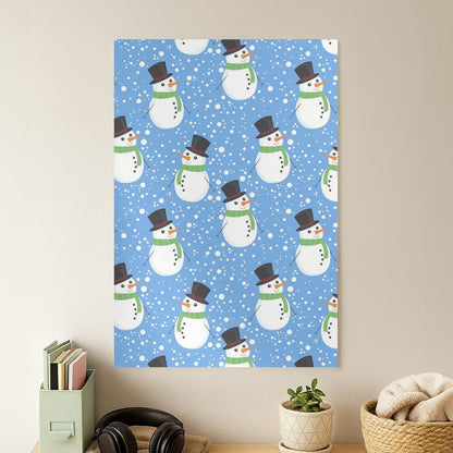 Blue Snowman Pattern Poster