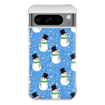 Blue Snowman Pattern Phone Case for Google Pixel 8 Pro