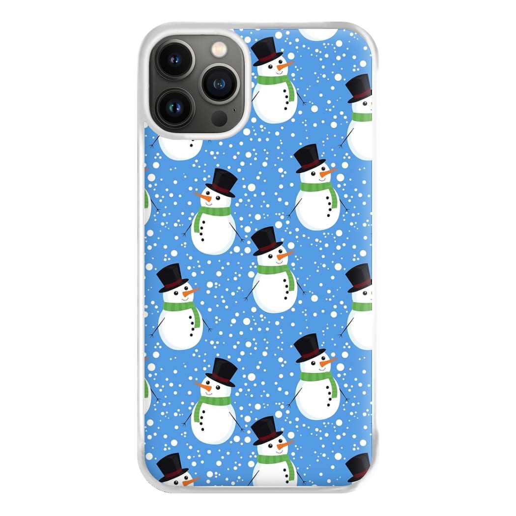 Blue Snowman Pattern Phone Case for iPhone 13