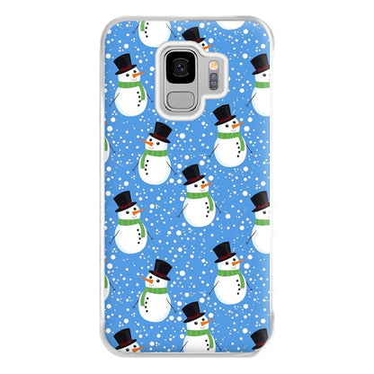 Blue Snowman Pattern Phone Case for Galaxy S9 Plus