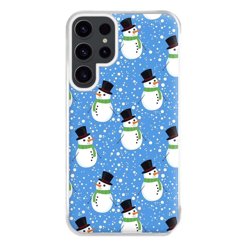 Blue Snowman Pattern Phone Case for Galaxy S23 Ultra