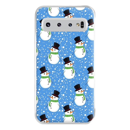 Blue Snowman Pattern Phone Case for Galaxy S10 Plus