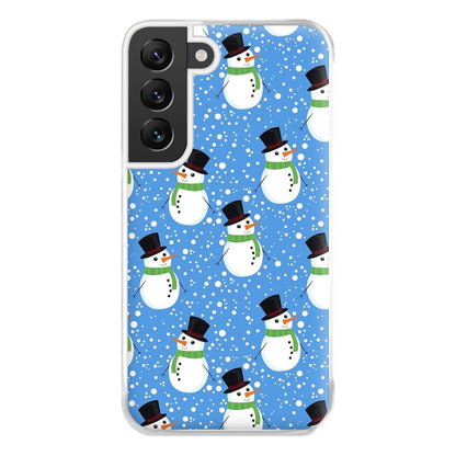 Blue Snowman Pattern Phone Case for Galaxy S22 Plus