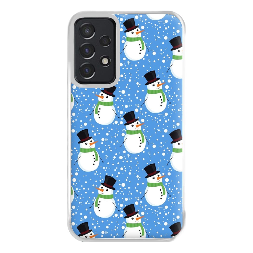 Blue Snowman Pattern Phone Case for Galaxy A52 / A52s