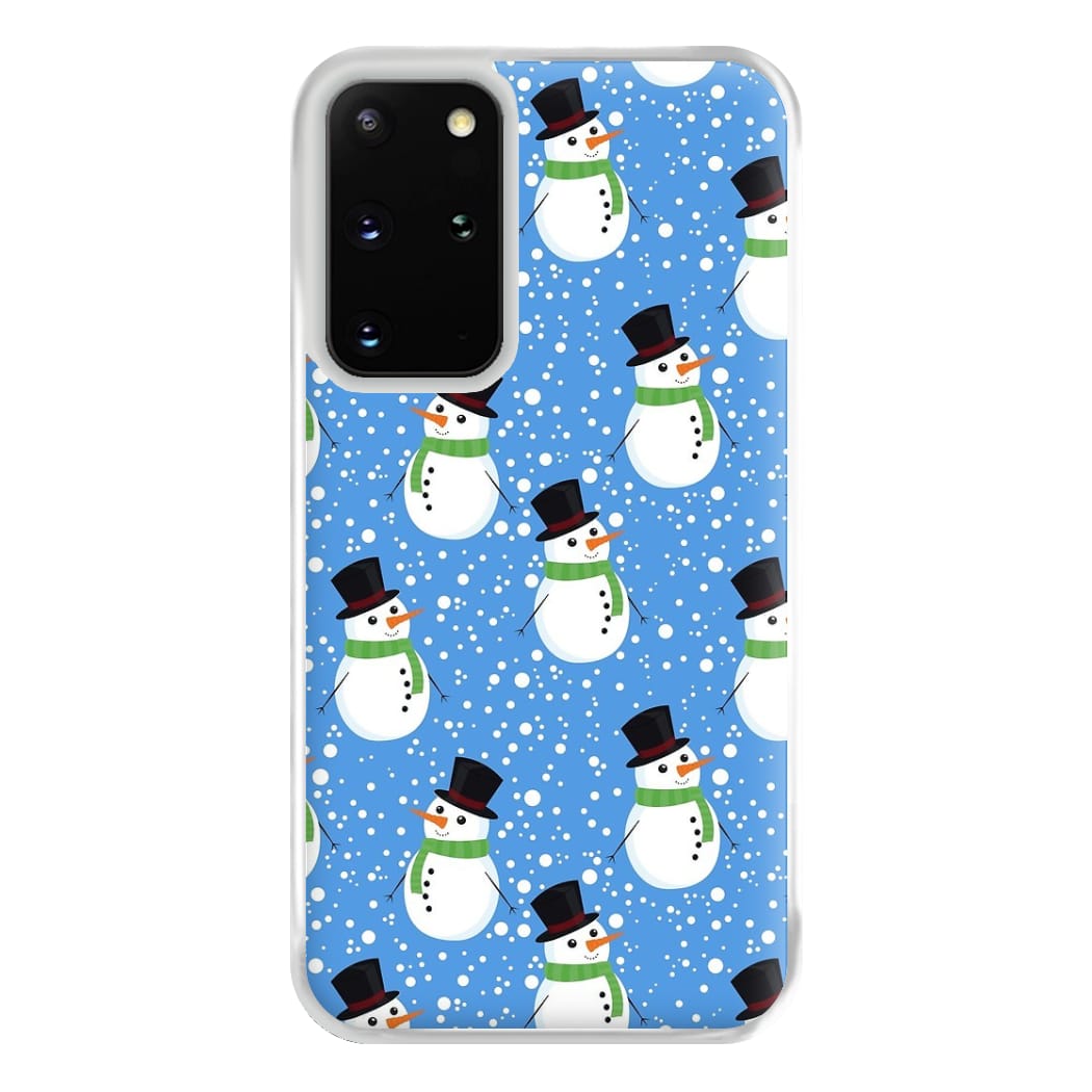 Blue Snowman Pattern Phone Case for Galaxy S20 Plus