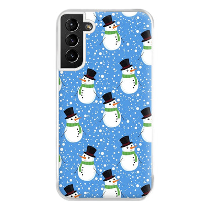 Blue Snowman Pattern Phone Case for Galaxy S21 Plus