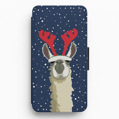 Let It Snow Reindeer Flip Wallet Phone Case