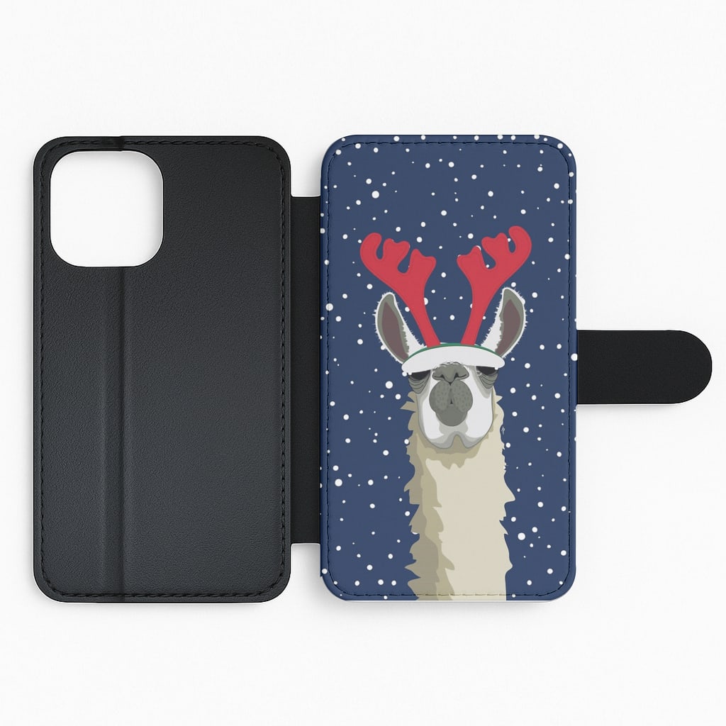 Let It Snow Reindeer Flip Wallet Phone Case