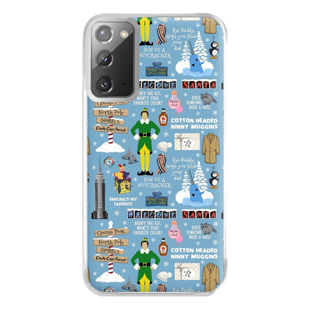 Blue Buddy The Elf Pattern Phone Case for Galaxy Note 20 Ultra