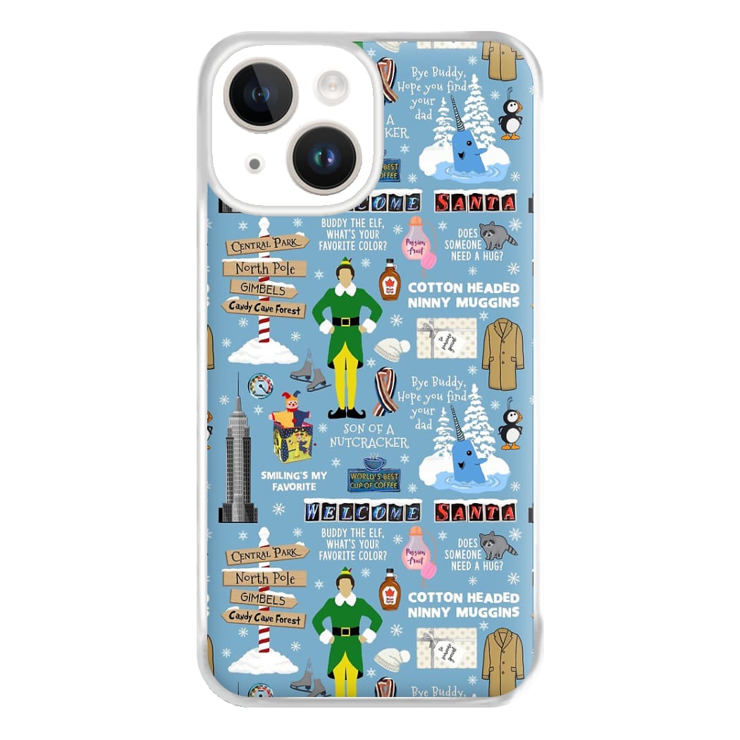 Blue Buddy The Elf Pattern Phone Case for iPhone 14