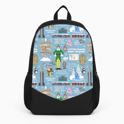 Blue Buddy The Elf Pattern Large Backpack