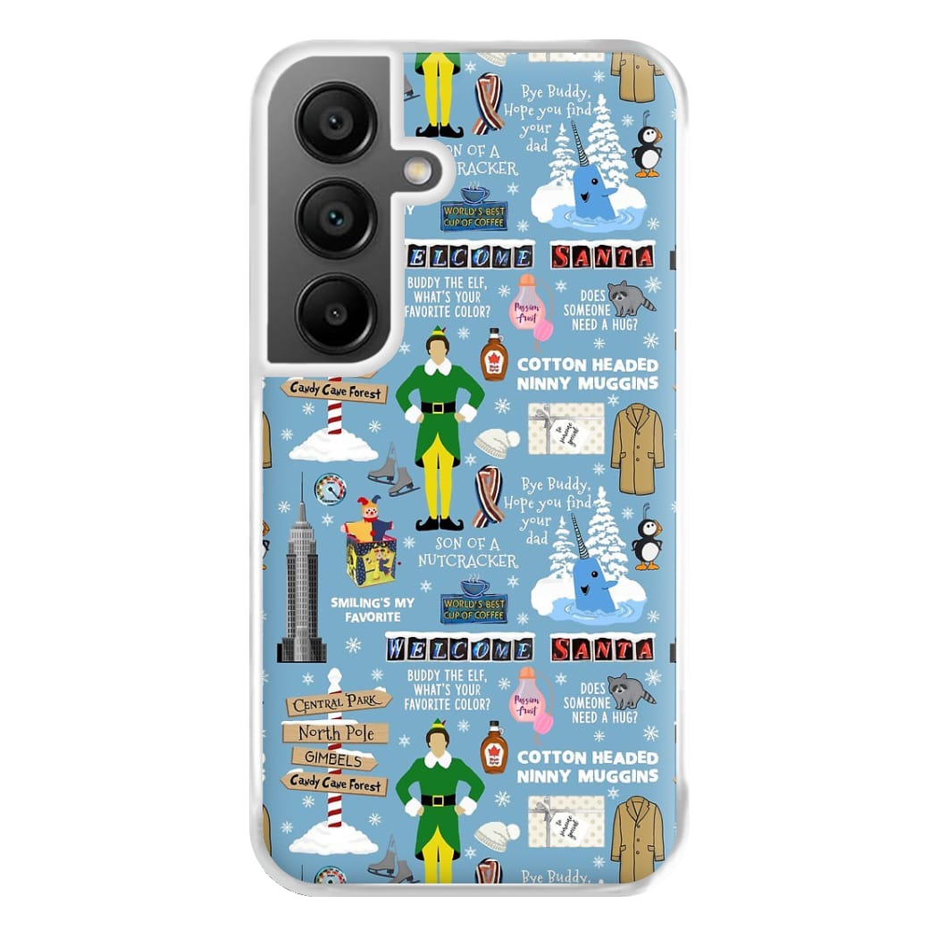 Blue Buddy The Elf Pattern Phone Case for Galaxy A55