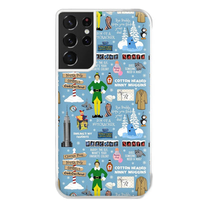 Blue Buddy The Elf Pattern Phone Case for Galaxy S21 Ultra