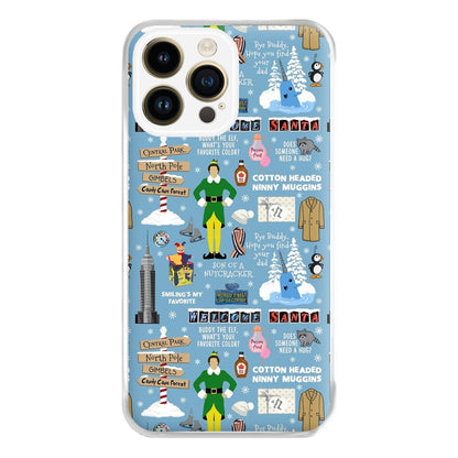 Blue Buddy The Elf Pattern Phone Case for iPhone 14 Pro Max