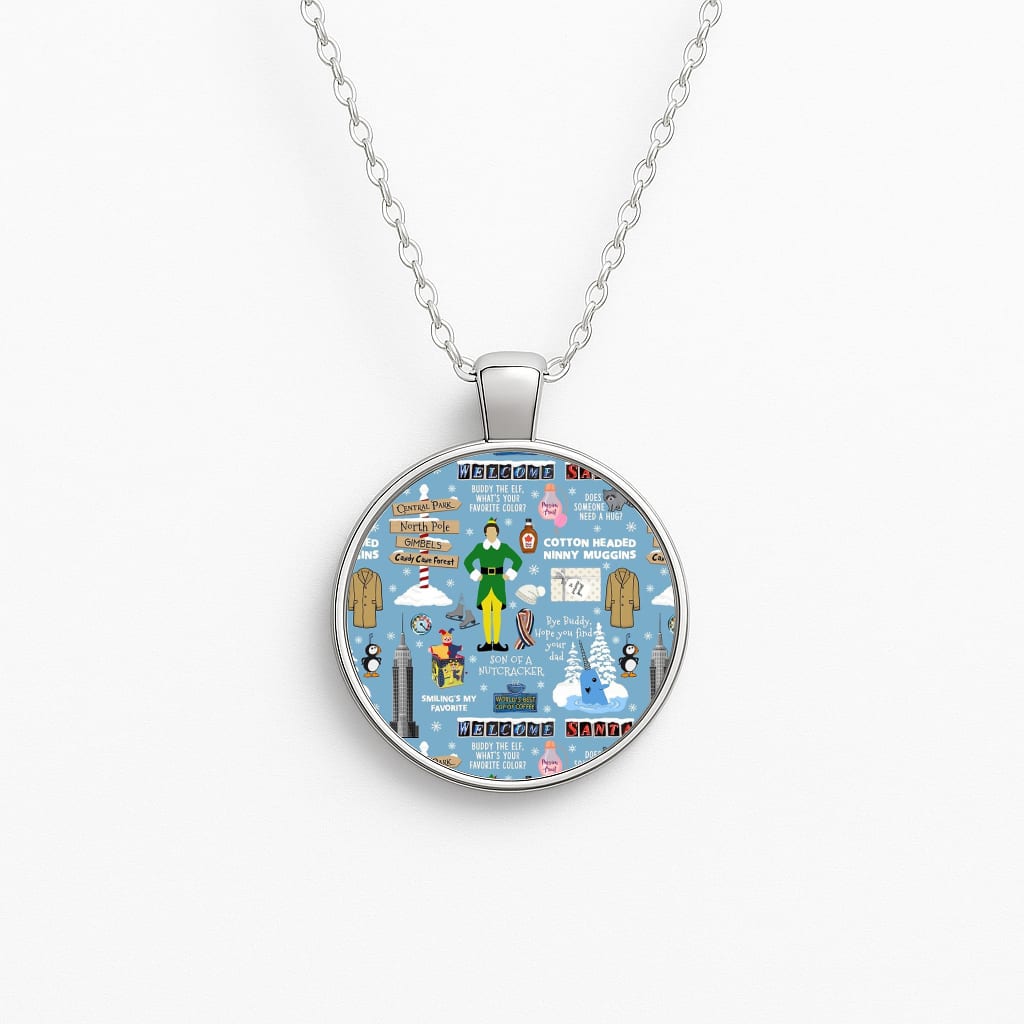 Blue Buddy The Elf Pattern Necklace