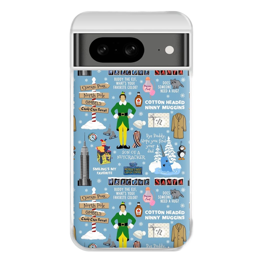 Blue Buddy The Elf Pattern Phone Case for Google Pixel 8