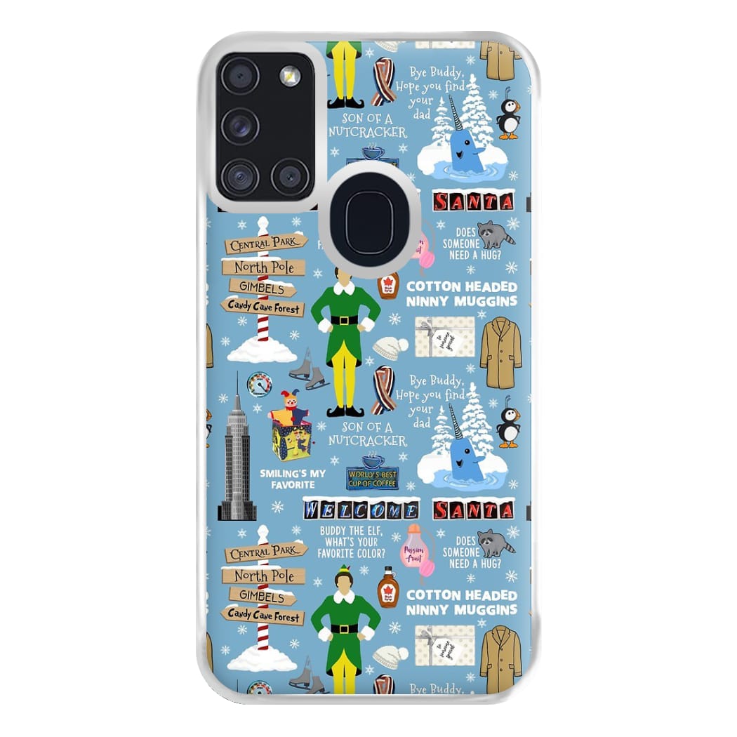 Blue Buddy The Elf Pattern Phone Case for Galaxy A21s