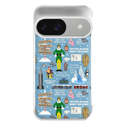 Blue Buddy The Elf Pattern Phone Case for Google Pixel 9 / 9 Pro