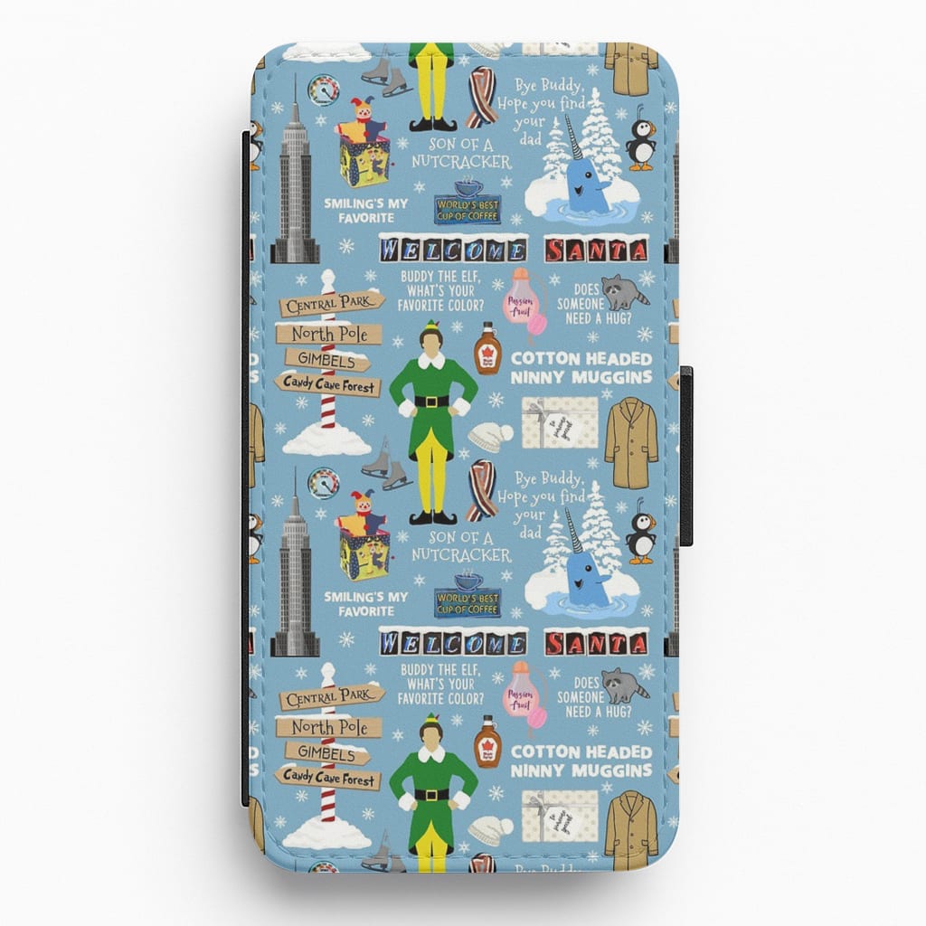 Blue Buddy The Elf Pattern Flip Wallet Phone Case