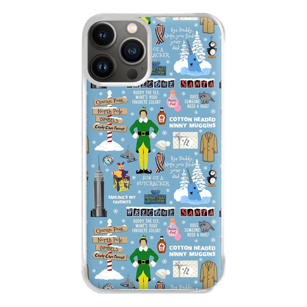 Blue Buddy The Elf Pattern Phone Case for iPhone 13 Pro Max