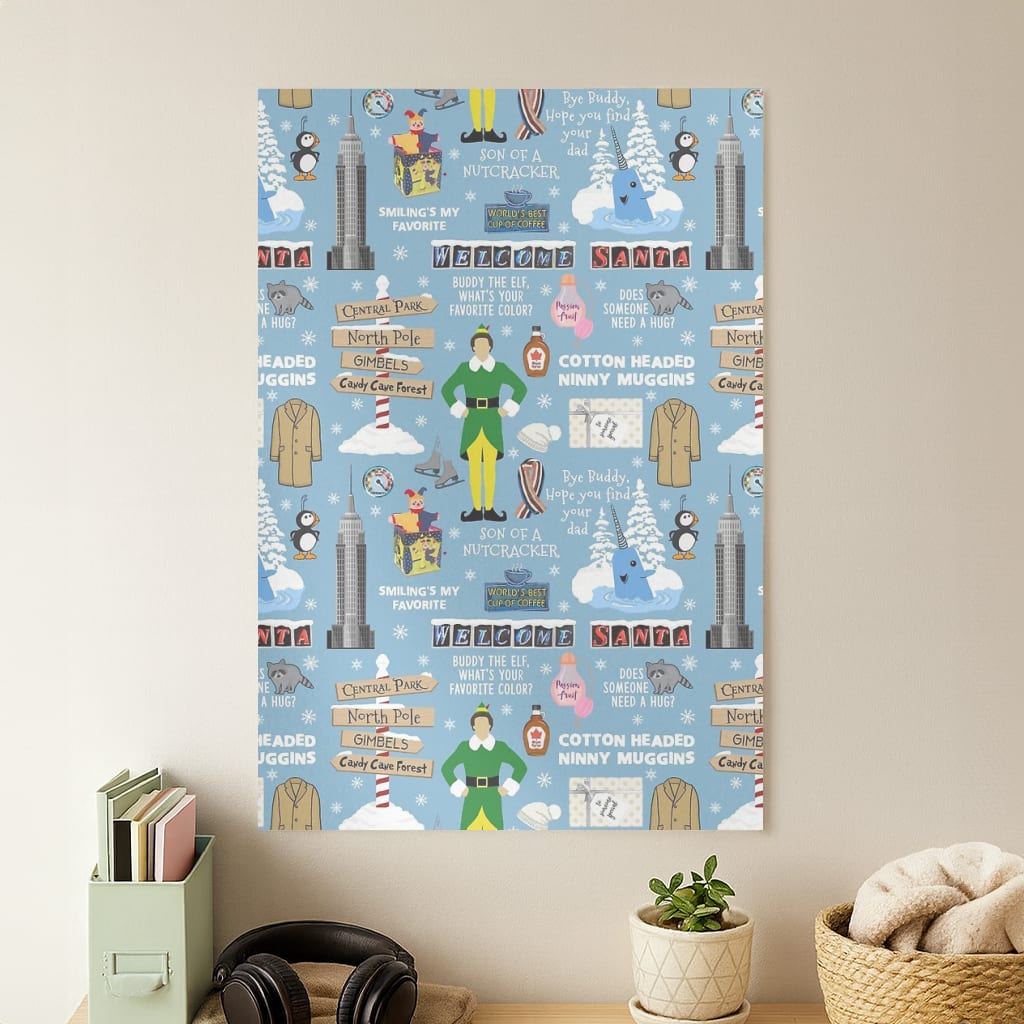 Blue Buddy The Elf Pattern Poster