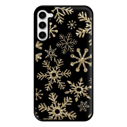 Gold Snowflake Pattern Phone Case for Galaxy S23 Plus