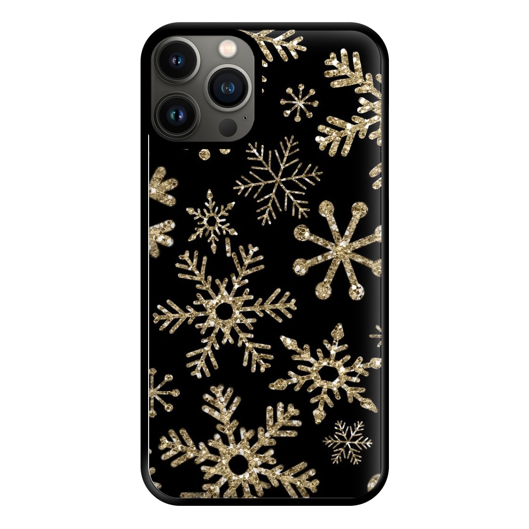 Gold Snowflake Pattern Phone Case for iPhone 13 Pro Max