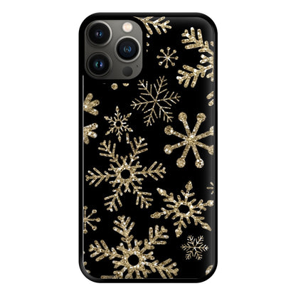 Gold Snowflake Pattern Phone Case for iPhone 13 Pro Max