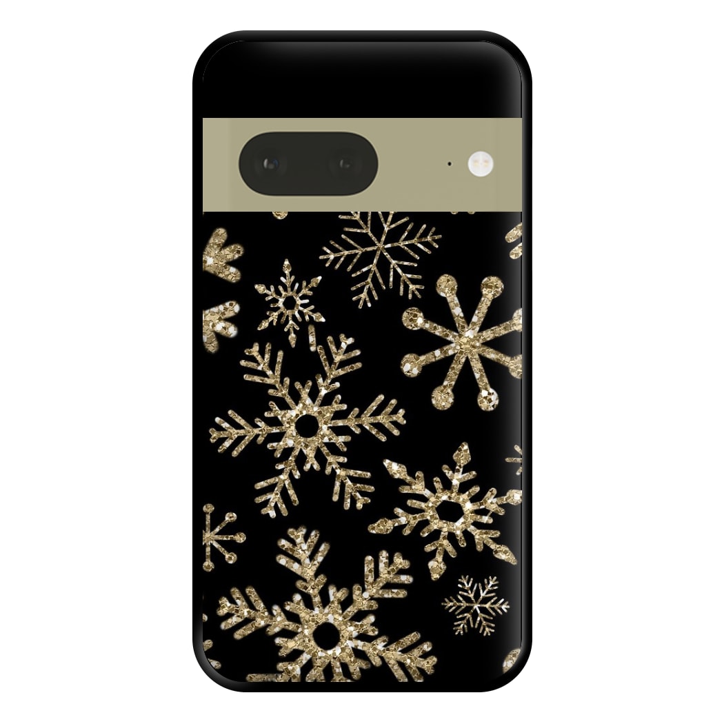 Gold Snowflake Pattern Phone Case for Google Pixel 7a