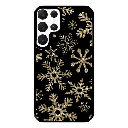 Gold Snowflake Pattern Phone Case for Galaxy S22 Ultra