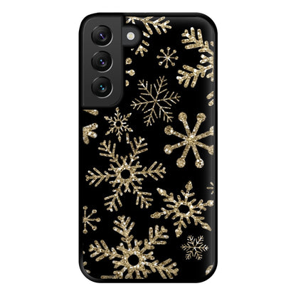 Gold Snowflake Pattern Phone Case for Galaxy S22 Plus