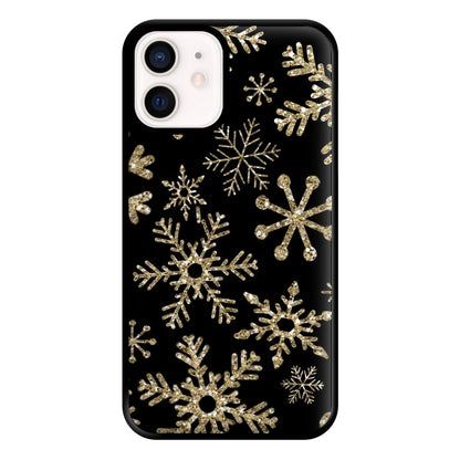 Gold Snowflake Pattern Phone Case for iPhone 13 Mini