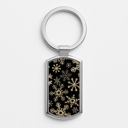 Gold Snowflake Pattern Silver Keyring
