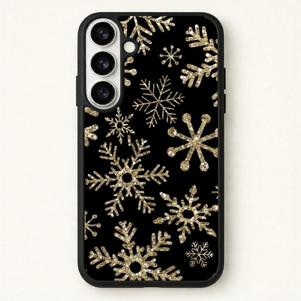 Gold Snowflake Pattern Phone Case for Galaxy S26 Plus