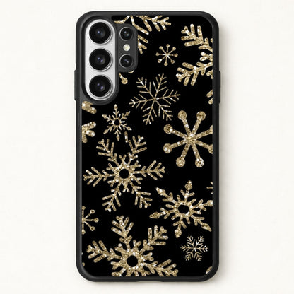 Gold Snowflake Pattern Phone Case for Galaxy S26 Ultra
