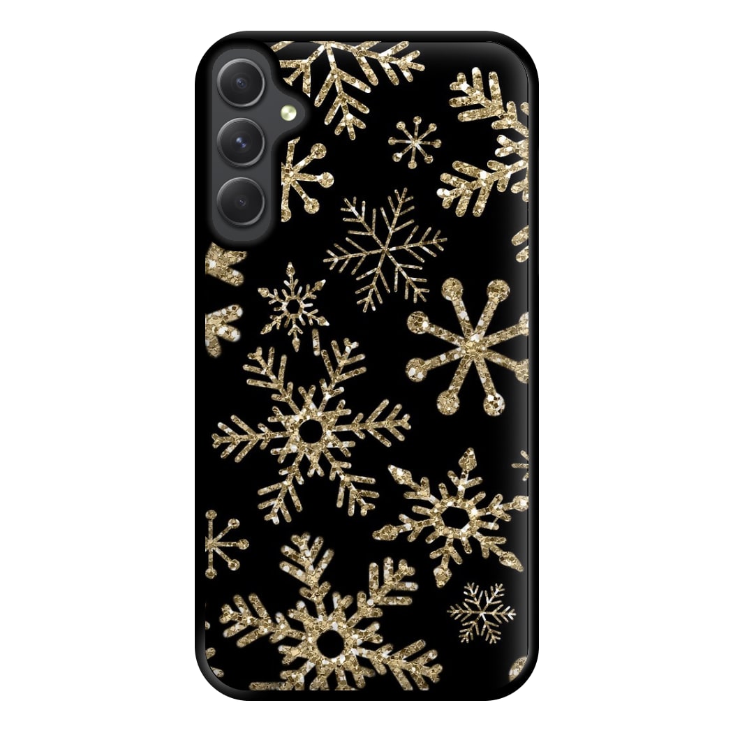 Gold Snowflake Pattern Phone Case for Galaxy A14