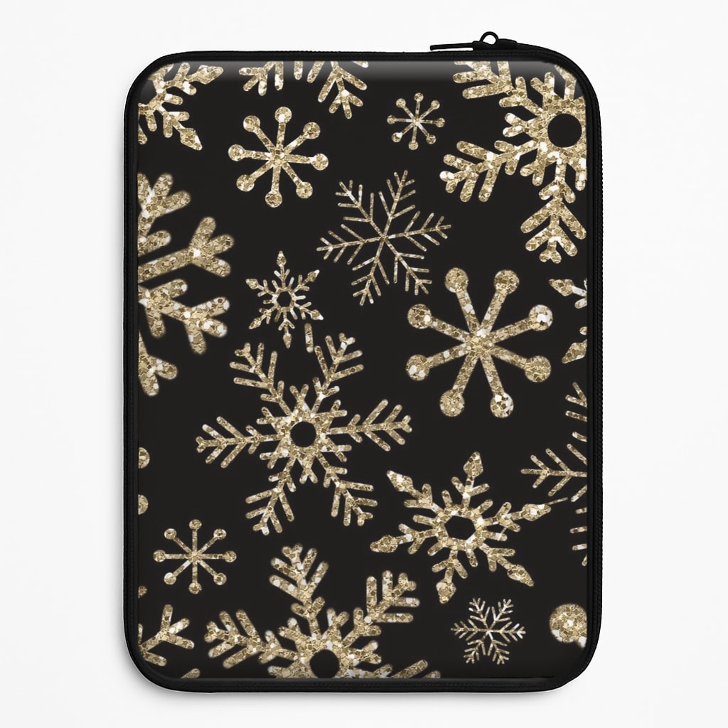 Gold Snowflake Pattern Laptop Sleeve