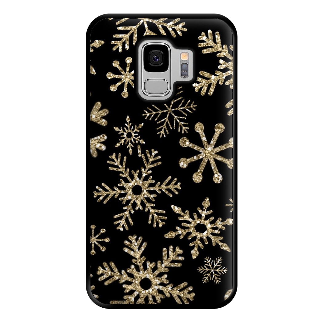 Gold Snowflake Pattern Phone Case for Galaxy S9 Plus