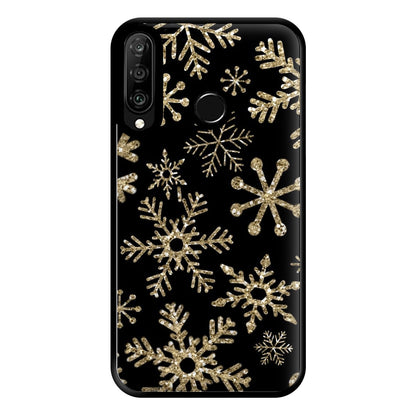 Gold Snowflake Pattern Phone Case for Huawei P30 Lite