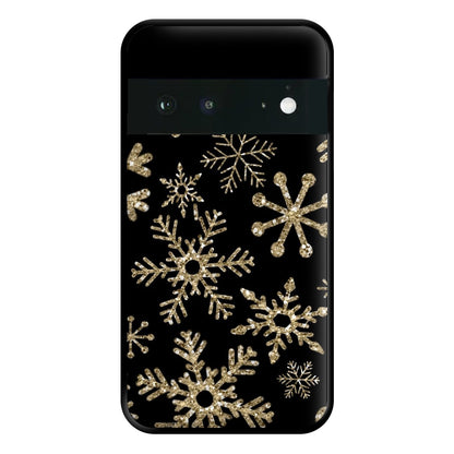 Gold Snowflake Pattern Phone Case for Google Pixel 6a