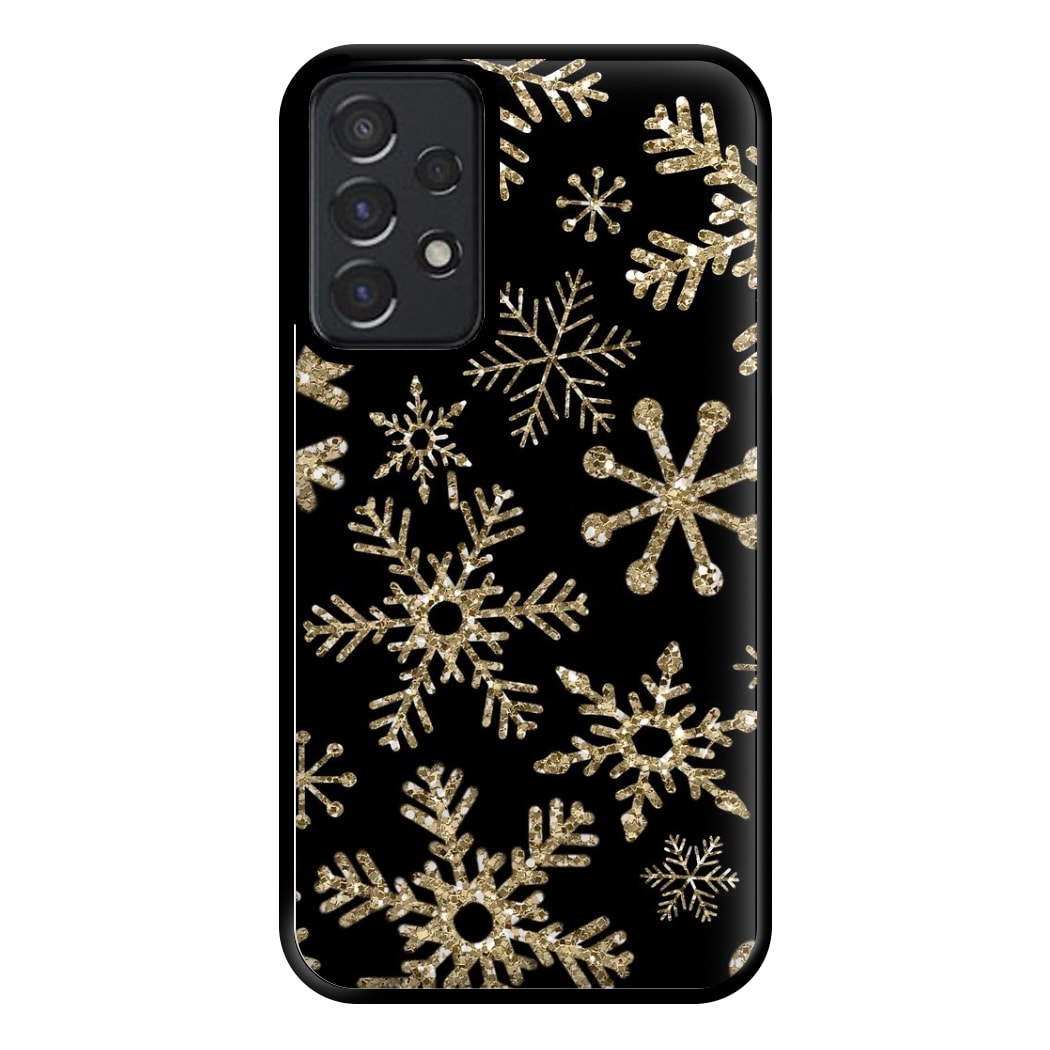 Gold Snowflake Pattern Phone Case for Galaxy A52 / A52s