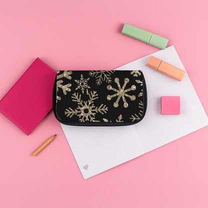 Gold Snowflake Pattern Pencil Case