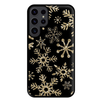 Gold Snowflake Pattern Phone Case for Galaxy S23 Ultra