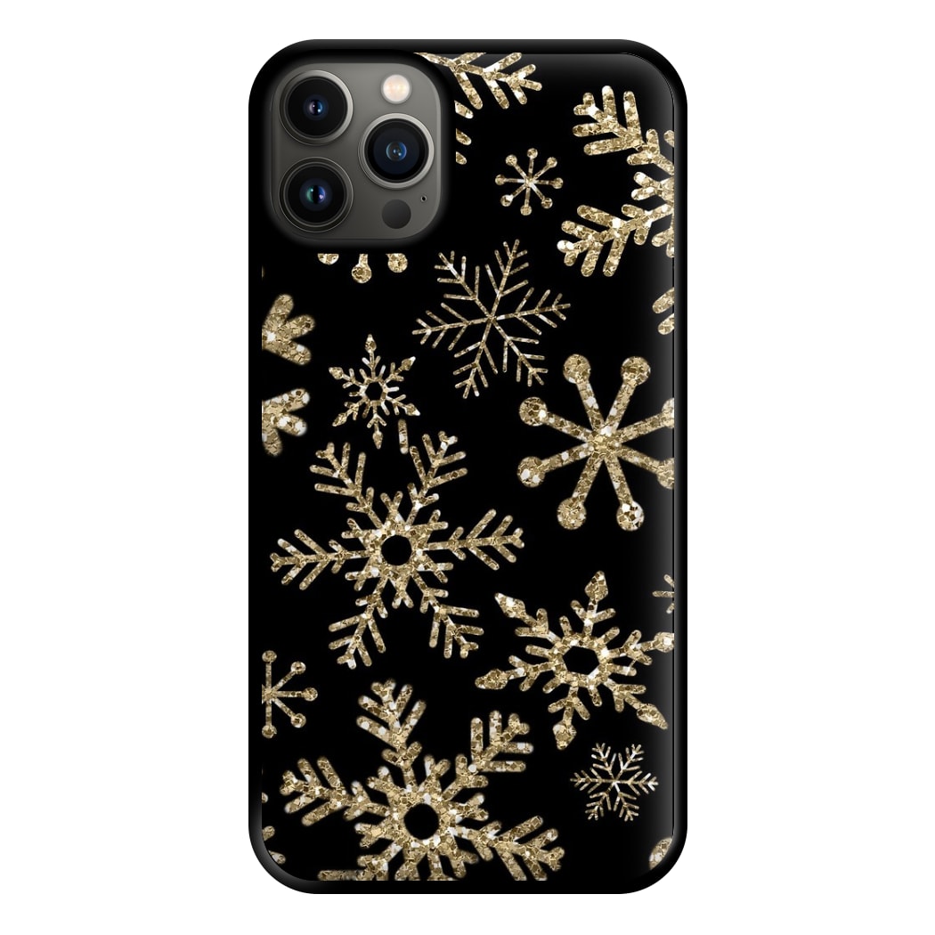 Gold Snowflake Pattern Phone Case for iPhone 13