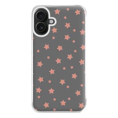 Rose Gold Star Pattern Phone Case for iPhone 16 Plus