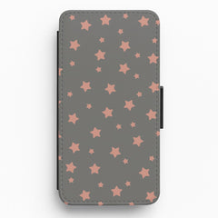 Rose Gold Star Pattern Flip Wallet Phone Case